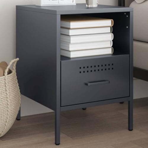 MNISDFL Nachttisch Anthrazit nachtschrank Bedside Table for Wohnzimmer Zimmer 36x39x50,5 cm Stahl von MNISDFL