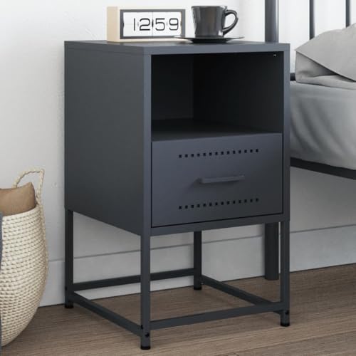 MNISDFL Nachttisch Anthrazit nachttische Bedside Table for Zimmer Wohnzimmer 36x39x60,5 cm Stahl von MNISDFL