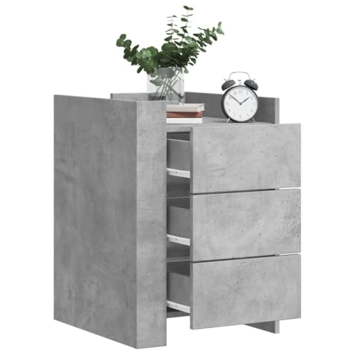 MNISDFL Nachttisch Betongrau nachttisch nachtschrank for Zimmer Schlafzimmer 45x50x65 cm Holzwerkstoff von MNISDFL
