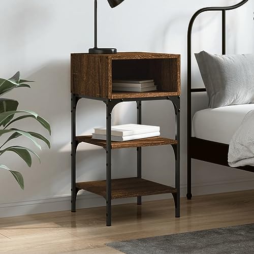 MNISDFL Nachttisch Braun Eichen-Optik beistelltisch nachttisch for Wohnzimmer Zimmer 35x34,5x70 cm Holzwerkstoff von MNISDFL