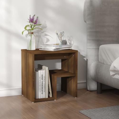 MNISDFL Nachttisch Braun Eichen-Optik kommode mit schubladen nachttisch for Zimmer Schlafzimmer 40x30x40 cm Holzwerkstoff von MNISDFL