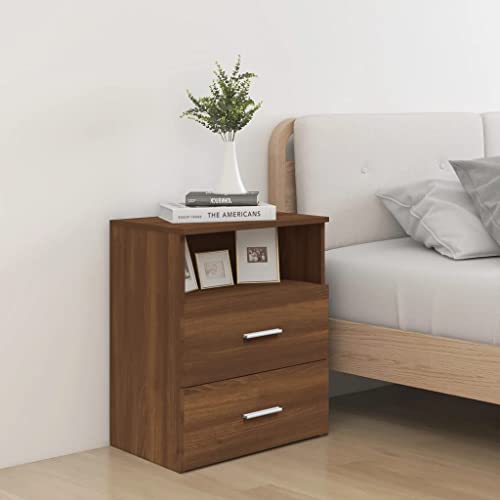 MNISDFL Nachttisch Braun Eichen-Optik nachtschrank beistelltisch for Zimmer Schlafzimmer 50x32x60 cm von MNISDFL
