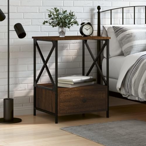 MNISDFL Nachttisch Braun Eichen-Optik nachtschrank nachttisch for Wohnzimmer Zimmer 50x41x65 cm Holzwerkstoff von MNISDFL