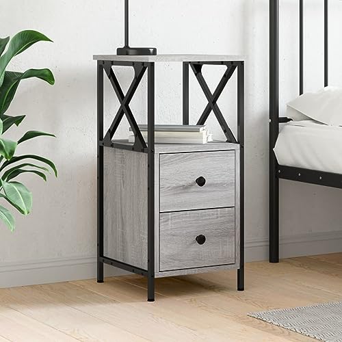 MNISDFL Nachttisch Grau Sonoma-Eiche kommode mit schubladen Bedside Table for Schlafzimmer Zimmer 34x35,5x70 cm Holzwerkstoff MNISDFL Nachttisch Grau Sonoma-Eiche kommode mit schubladen Bedside Table for Schlafzimmer Zimmer 34x35,5x70 cm Holzwerkstoff von MNISDFL