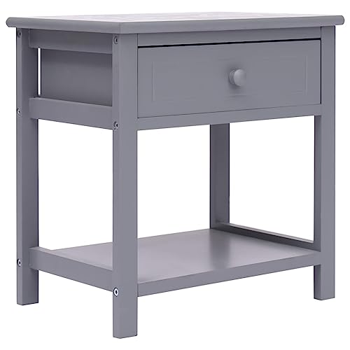 MNISDFL Nachttisch Grau nachttische Bedside Table for Schlafzimmer Zimmer 40×29×42 cm Paulownia Holz von MNISDFL