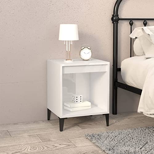 MNISDFL Nachttisch Hochglanz-Weiß beistelltisch Bedside Table for Wohnzimmer Zimmer 40x35x50 cm von MNISDFL