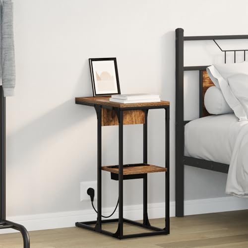 MNISDFL Nachttisch Rauch-Eiche nachttisch badschrank schmal for Zimmer Wohnzimmer 41,5 x 26 x 60,5 cm Holzwerkstoff von MNISDFL