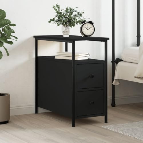 MNISDFL Nachttisch Schwarz Bedside Table beistelltisch for Schlafzimmer Wohnzimmer 30x60x60 cm Holzwerkstoff von MNISDFL