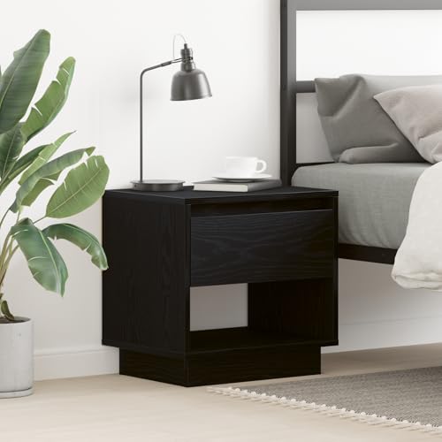 MNISDFL Nachttisch Schwarz Eiche nachttische nachtschrank for Zimmer Wohnzimmer 45x34x48 cm Holzwerkstoff von MNISDFL