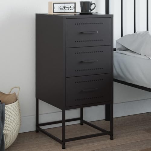 MNISDFL Nachttisch Schwarz beistelltisch nachttisch for Schlafzimmer Zimmer 36x39x78 cm Stahl von MNISDFL