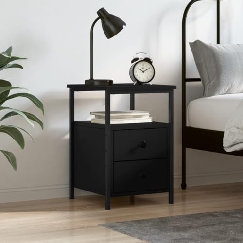MNISDFL Nachttisch Schwarz beistelltisch nachttische for Wohnzimmer Zimmer 34x35,5x50 cm Holzwerkstoff von MNISDFL