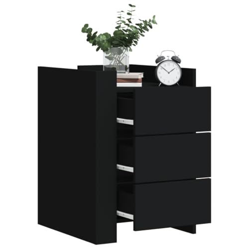MNISDFL Nachttisch Schwarz kommode mit schubladen badschrank schmal for Schlafzimmer Zimmer 45x50x65 cm Holzwerkstoff von MNISDFL