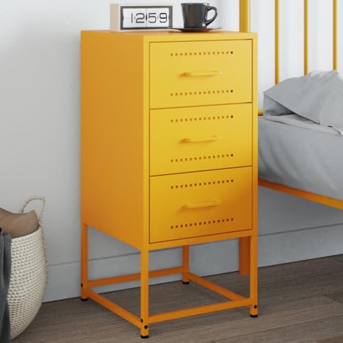 MNISDFL Nachttisch Senfgelb nachttische Bedside Table for Wohnzimmer Zimmer 36x39x78 cm Stahl von MNISDFL