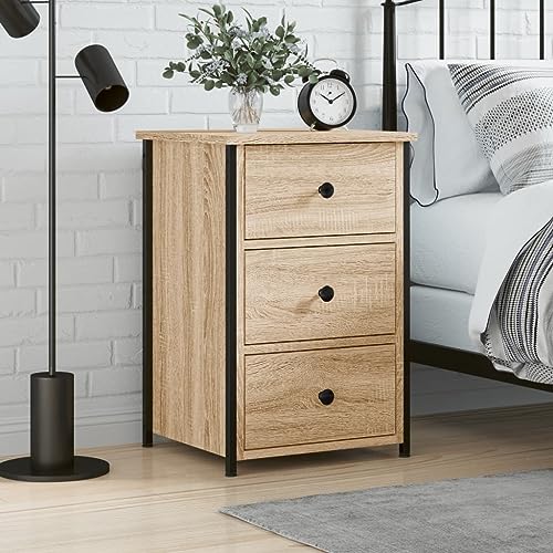 MNISDFL Nachttisch Sonoma-Eiche beistelltisch Bedside Table for Zimmer Wohnzimmer 40x36x60 cm Holzwerkstoff von MNISDFL