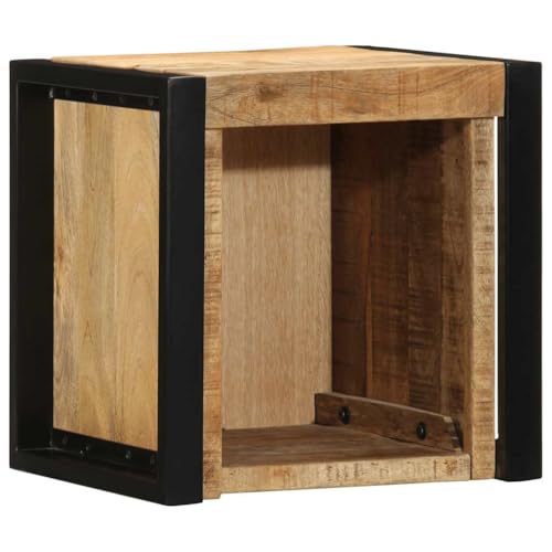 MNISDFL Nachttisch kommode mit schubladen badschrank schmal for Schlafzimmer Wohnzimmer 40x35x40 cm Raues Mango-Massivholz von MNISDFL