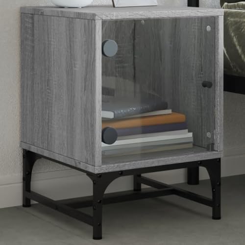 MNISDFL Nachttisch mit Glastür Grau Sonoma kommode mit schubladen nachtschrank for Zimmer Wohnzimmer 35x37x50 cm MNISDFL Nachttisch mit Glastür Grau Sonoma kommode mit schubladen nachtschrank for Zimmer Wohnzimmer 35x37x50 cm von MNISDFL
