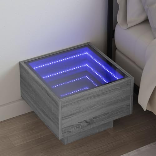 MNISDFL Nachttisch mit Infinity-LED Grau Sonoma nachttisch nachtschrank for Schlafzimmer Zimmer 40x40x30 cm von MNISDFL