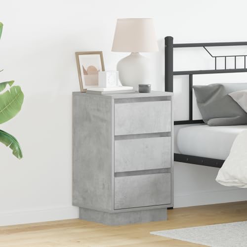 MNISDFL Nachttisch mit LED Beton Grau beistelltisch nachttisch for Zimmer Schlafzimmer 39x34,5x65 cm Werkstoffholz von MNISDFL