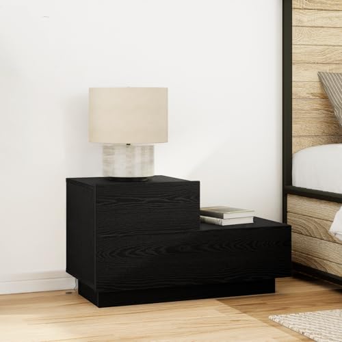 MNISDFL Nachttisch mit LED-Leuchten Schwarz Eiche nachtschrank nachttisch for Zimmer Schlafzimmer 100x36x49 cm MNISDFL Nachttisch mit LED-Leuchten Schwarz Eiche nachtschrank nachttisch for Zimmer Schlafzimmer 100x36x49 cm von MNISDFL