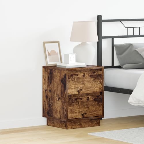 MNISDFL Nachttisch mit LED-Lichtern Geräucherte Eiche kommode mit schubladen nachtschrank for Zimmer Wohnzimmer 39x34,5x50 cm MNISDFL Nachttisch mit LED-Lichtern Geräucherte Eiche kommode mit schubladen nachtschrank for Zimmer Wohnzimmer 39x34,5x50 cm von MNISDFL
