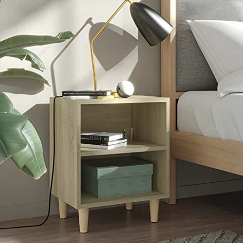MNISDFL Nachttisch mit Massivholz-Beinen Sonoma-Eiche badschrank schmal Bedside Table for Zimmer Schlafzimmer 40x30x50cm von MNISDFL