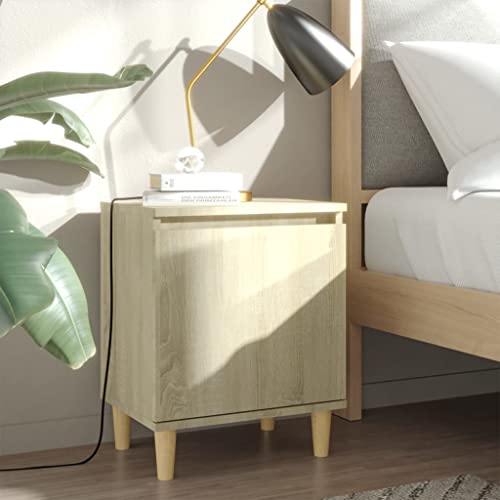MNISDFL Nachttisch mit Massivholz-Beinen Sonoma-Eiche nachtschrank Bedside Table for Schlafzimmer Zimmer 40x30x50cm von MNISDFL
