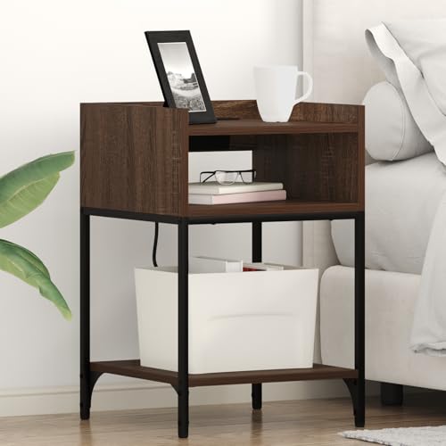 MNISDFL Nachttisch mit Regal Braune Eiche nachttisch nachtschrank for Zimmer Schlafzimmer 40 x 40 x 61 cm Holzwerkstoff MNISDFL Nachttisch mit Regal Braune Eiche nachttisch nachtschrank for Zimmer Schlafzimmer 40 x 40 x 61 cm Holzwerkstoff von MNISDFL