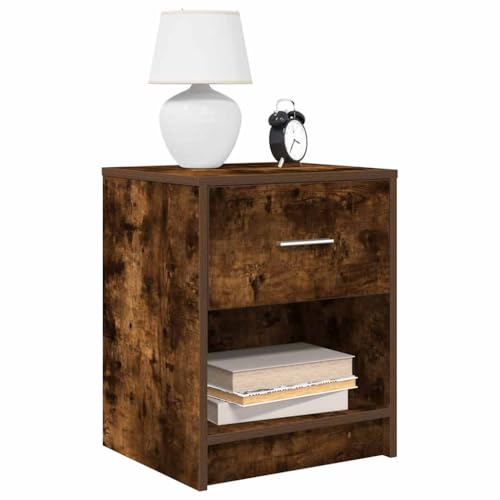 MNISDFL Nachttisch mit Schublade Räuchereiche Bedside Table kommode mit schubladen for Zimmer Wohnzimmer 40x34x50 cm von MNISDFL