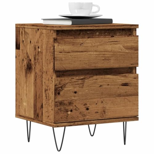 MNISDFL Nachttische 2 STK. Altholz-Optik beistelltisch Bedside Table for Schlafzimmer Zimmer 40x35x50 cm Holzwerkstoff von MNISDFL
