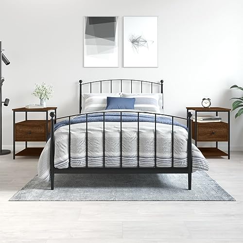 MNISDFL Nachttische 2 STK. Braun Eichen-Optik Bedside Table kommode mit schubladen for Zimmer Wohnzimmer 40x42x56 cm Holzwerkstoff von MNISDFL