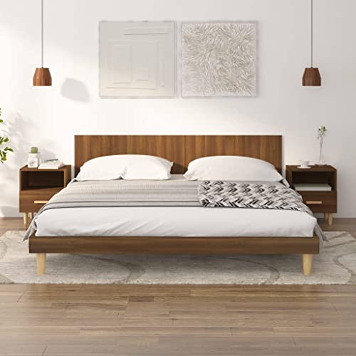 MNISDFL Nachttische 2 STK. Braun Eichen-Optik kommode mit schubladen badschrank schmal for Schlafzimmer Wohnzimmer 40x35x47 cm von MNISDFL
