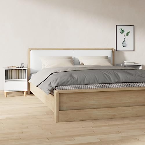 MNISDFL Nachttische 2 STK. Hochglanz-Weiß badschrank schmal Bedside Table for Schlafzimmer Wohnzimmer 40x35x50 cm von MNISDFL