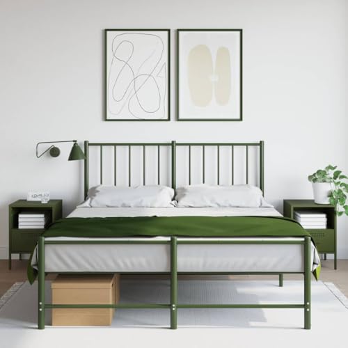 MNISDFL Nachttische 2 STK. Olivgrün nachtschrank nachttisch for Schlafzimmer Wohnzimmer 36x39x50,5 cm Stahl von MNISDFL