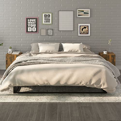 MNISDFL Nachttische 2 STK. Räuchereiche Holzwerkstoff badschrank schmal beistelltisch for Wohnzimmer Schlafzimmer von MNISDFL