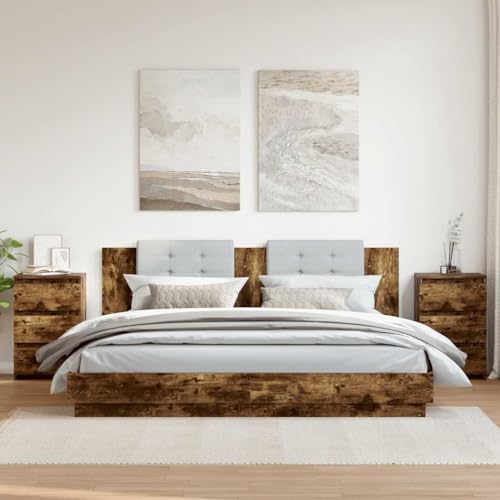 MNISDFL Nachttische 2 STK. Räuchereiche nachttische Bedside Table for Zimmer Schlafzimmer 40x35x62,5 cm Holzwerkstoff von MNISDFL