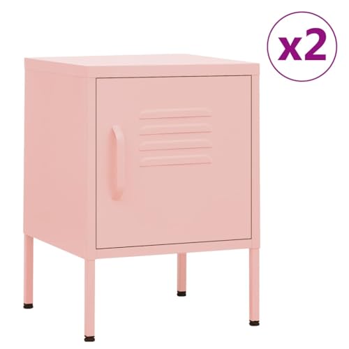 MNISDFL Nachttische 2 STK. Rosa badschrank schmal beistelltisch for Zimmer Schlafzimmer 35x35x51 cm Stahl MNISDFL Nachttische 2 STK. Rosa badschrank schmal beistelltisch for Zimmer Schlafzimmer 35x35x51 cm Stahl von MNISDFL