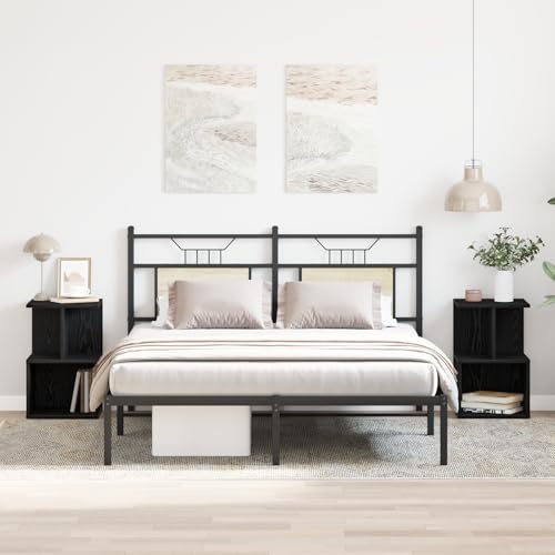 MNISDFL Nachttische 2 STK. Schwarz Eiche kommode mit schubladen nachttisch for Schlafzimmer Wohnzimmer 35x35x55 cm Holzwerkstoff von MNISDFL