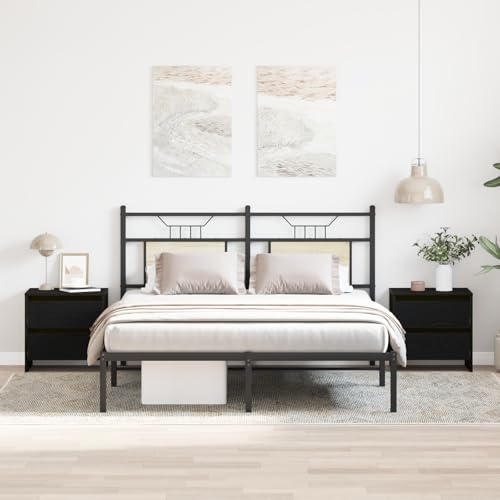 MNISDFL Nachttische 2 STK. Schwarz Eiche nachtschrank kommode mit schubladen for Wohnzimmer Zimmer 45x34x44,5 cm Holzwerkstoff von MNISDFL