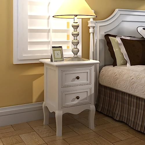 MNISDFL Nachttische 2 STK. mit 2 Schubladen MDF Weiß kommode mit schubladen badschrank schmal for Wohnzimmer Schlafzimmer von MNISDFL