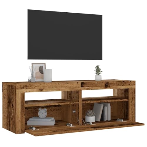 MNISDFL Nachttische 2 STK. mit LEDs Altholz-Optik nachtschrank Bedside Table for Zimmer Schlafzimmer 60x35x40 cm von MNISDFL