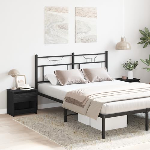 MNISDFL Nachttische 2er Set Schwarz Eiche badschrank schmal nachttische for Schlafzimmer Zimmer 40x30x39 cm Holzwerkstoff von MNISDFL