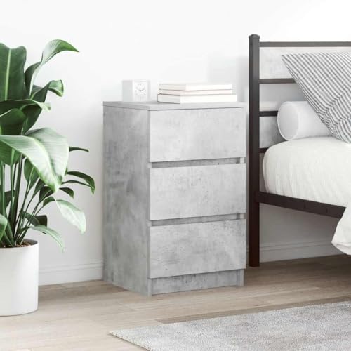 MNISDFL Nachttische mit 3 Schubladen 2 STK. Betongrau kommode mit schubladen Bedside Table for Zimmer Wohnzimmer 39x35x65 cm von MNISDFL