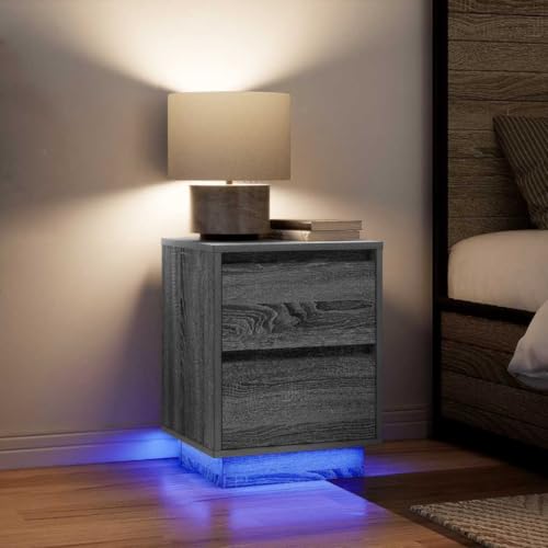 MNISDFL Nachttische mit LED-Leuchten 2 STK. Grau Sonoma Bedside Table nachttisch for Wohnzimmer Schlafzimmer 38x34x50 cm MNISDFL Nachttische mit LED-Leuchten 2 STK. Grau Sonoma Bedside Table nachttisch for Wohnzimmer Schlafzimmer 38x34x50 cm von MNISDFL