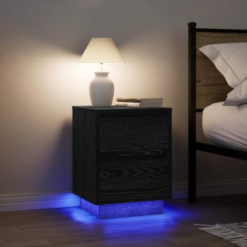 MNISDFL Nachttische mit LED-Leuchten 2 STK. Schwarz nachtschrank kommode mit schubladen for Wohnzimmer Zimmer 38x34x50 cm MNISDFL Nachttische mit LED-Leuchten 2 STK. Schwarz nachtschrank kommode mit schubladen for Wohnzimmer Zimmer 38x34x50 cm von MNISDFL