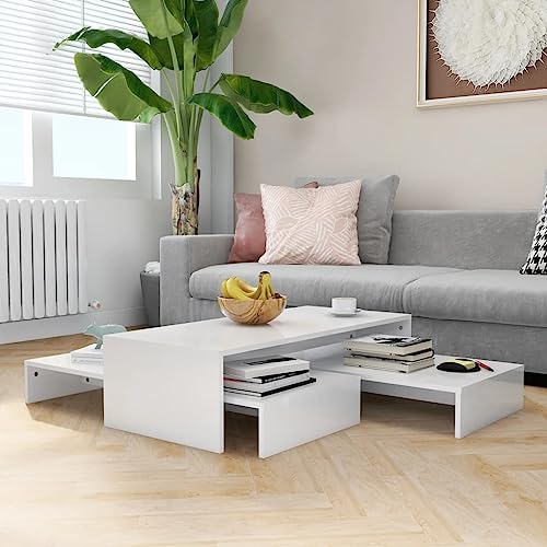 MNISDFL Satztisch-Set Hochglanz-Weiß beistelltisch wohnzimmertisch for Esszimmer Wohnzimmer 100x100x26,5 cm von MNISDFL
