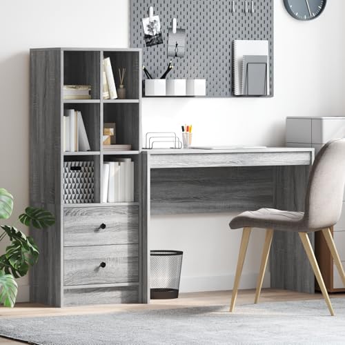 MNISDFL Schreibtisch mit Stauraum Grau Sonoma Spanplatte flurschrank gartenschrank for Schlafzimmer Büro MNISDFL Schreibtisch mit Stauraum Grau Sonoma Spanplatte flurschrank gartenschrank for Schlafzimmer Büro von MNISDFL