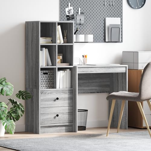 MNISDFL Schreibtisch mit Stauraum Grauer Sonoma Holzwerkstoff gartenschrank kleiderschrank for Schlafzimmer Wohnzimmer von MNISDFL