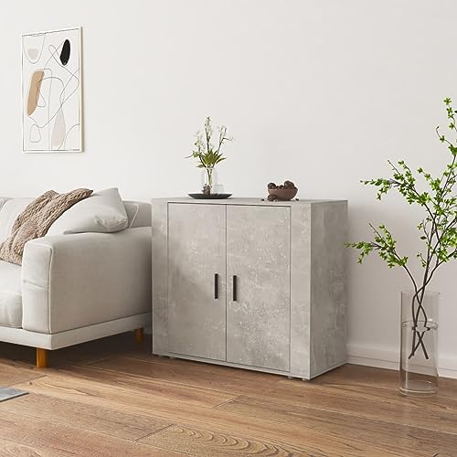 MNISDFL Sideboard Betongrau gartenschrank kleiderschrank for Wohnzimmer Schlafzimmer 80x33x70 cm Holzwerkstoff von MNISDFL