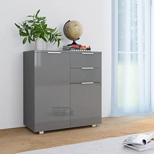 MNISDFL Sideboard Hochglanz-Grau kleiderschrank kommoden for Büro Innenraum 71x35x80 cm Holzwerkstoff von MNISDFL