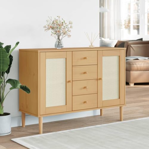 MNISDFL Sideboard SENJA Rattan-Optik Braun Schrank kleiderschrank for Innenraum Wohnzimmer 112x40x80 cm Kiefernholz MNISDFL Sideboard SENJA Rattan-Optik Braun Schrank kleiderschrank for Innenraum Wohnzimmer 112x40x80 cm Kiefernholz von MNISDFL